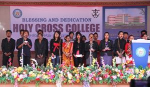 Student performances during the dedication of Holy Cross College in Agartala