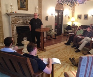 Fr David Guffey, CSC, gives the novices their First Profession Retreat