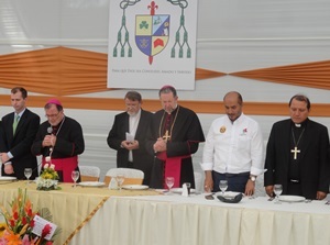 Bishop Colgan prays at the luncheon celebrating his Ordination as Bishop