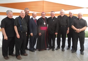 Members of the former Eastern Province (of which Bishop Colgan served as Superior) pose for a picture with Bishop Colgan