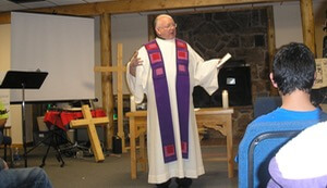 Fr Robert Epping, CSC, Preaching A Youth Group Retreat In Colorado
