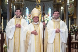 Bishop Arthur Colgan with the Newly Ordained Priests Palmer and Pietrocarlo