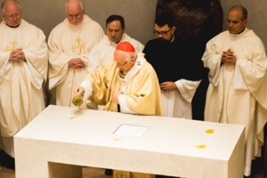 Cardinal Ezzati anoints the altar with Sacred Chrism