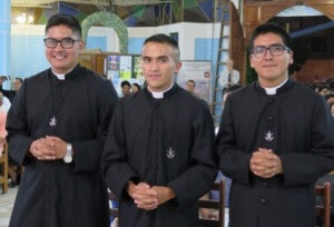 The three newly professed in Latin America (left to right): Luis, Pedro, and Anthony