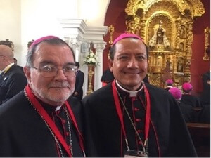 Bishop Colgan and Bishop Izaguirre during the Papal Visit to Peru