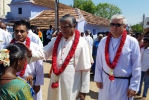 Br Paul Bednarczyk, CSC, and Br James Ripon Gomes, CSC at the Ordinations in Tamil Nadu