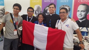 Br. Anthony Terrones, CSC, and Seminarian Jim Gutierrez, CSC, help at the Vocations Fair