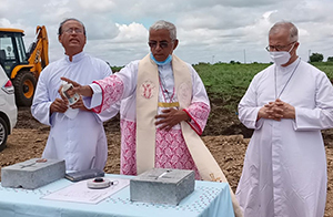 Most Rev. Robert M. Miranda,  blessed and laid the cornerstone for the new Holy Cross Mission Centre in Afzalpur, North Karnataka
