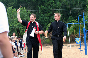 Fr Wack and Fr Grove Blessing New Playground