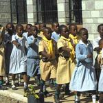 School children at Holy Cross Parish in Dandora, Kenya