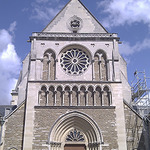 Front of Shrine: The Facade of Notre-Dame de Sainte-Croix Church, where the International Shrine to Basile Moreau is located.