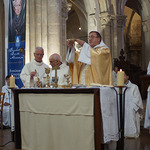 Bishop Le Saux offers the bread and the wine at the Inauguration Mass.