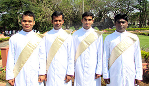 Mr Mahesh Joseph, CSC, Mr Gabriel Darlong, CSC, Mr Francis Xavier, CSC, and Mr Cruz Jockin, CSC ordained Deacons in India