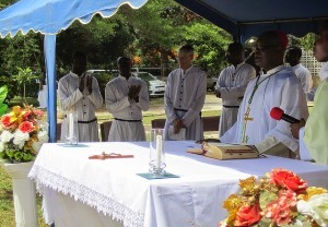 Archbishop Nketsia presides at the Mass of Final Profession