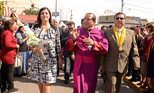 Bishop Izaguirre walks to his Ordination Mass in Peru