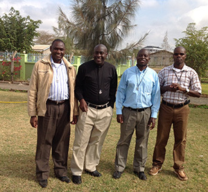 From left to right, Fr Prosper Tesha, CSC, Fr Linus Nviiri, CSC, Fr Silvester Makwali, CSC, and Seminarian Innocent Mwesigwa, CSC