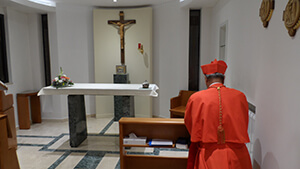 Cardinal D'Rosario Prays In The Chapel Of The Holy Cros Generalate