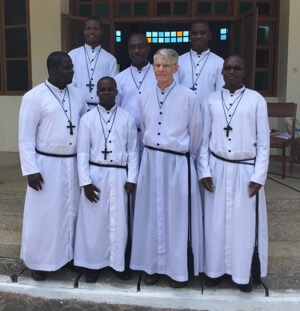 Br Chester Freel, CSC, with the newly professed in Ghana