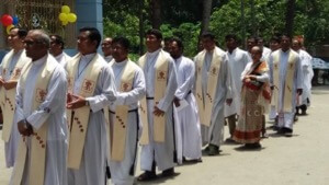 The Concelebrants assemble for the Mass Inaugurating the new Novitiate in Bangladesh