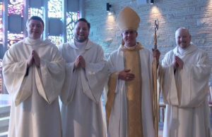 Deacons McAleer, Brennan, and Weed with Bishop Rhoades