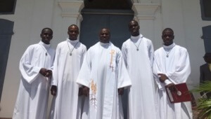 The four newly professed with their Novice Master