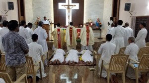 Litany of the Saints during the Mass of Ordination