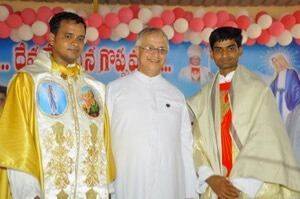 Newly Ordained Holy Cross Priests Chinnaiah Saripudi and Bharath Putti