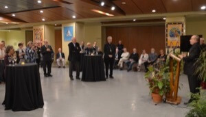Fr Labine offers words of thanks upon receiving the the Pro Ecclesia et Pontifice Award from Pope Francis