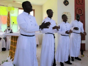 Four Newly Professed Brothers in Ghana in 2019