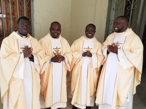 Newly Ordained Fathers Widely Jean, André Junior Thomas, Jovnel Celfin, and Jean-Vital Blaise