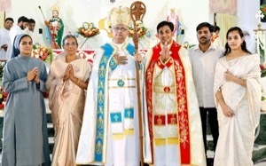 Fr Siju Pappachan, CSC, with his family at his Priestly Ordination