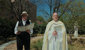 Fr. Peter Walsh, CSC and Br. Larry Atkinson, CSC bless Reflective Garden at St. Edward's University 