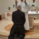 Fr. Epping, C.S.C., blessing the new Superior General, Br. Paul Bednarczyk, C.S.C.
