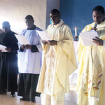 At the Holy Cross community in Timboroa, Kenya, Fr. Sebastian Mulinge, C.S.C., House Director, presided at a Mass at which the pastor, Fr. Agapetus Mukabane, C.S.C., and three seminarians, Mr. Kule, C.S.C., Mr. Hermence, C.S.C. and Mr. Douglas Arinaitwe, C.S.C., all made the devotional renewal of vows together.