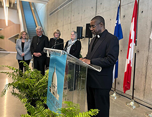 Fr. Bernard Antoine, C.S.C., inaugurates Saint Joseph's Oratory Welcome Pavilion