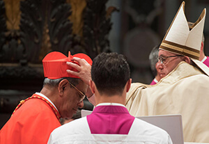 Cardinal Patrick D'Rosario with Pope Francis