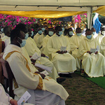 In West Africa concelebrating with the Archbishop were the neighboring Jesuits, and several Diocesan and Religious Priests.