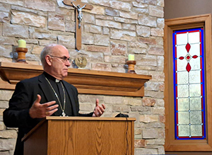 Bishop Rhoades speaking at the Council of the Congregation 2025