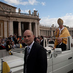 Pope Benedict XVI arriving for the Canonization Mass